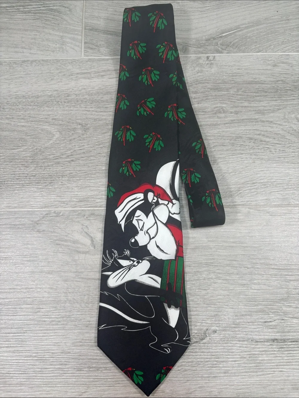 LOT OF 2 Vintage 90s Looney Tunes Neckties Taz Pepe Le Pew Christmas